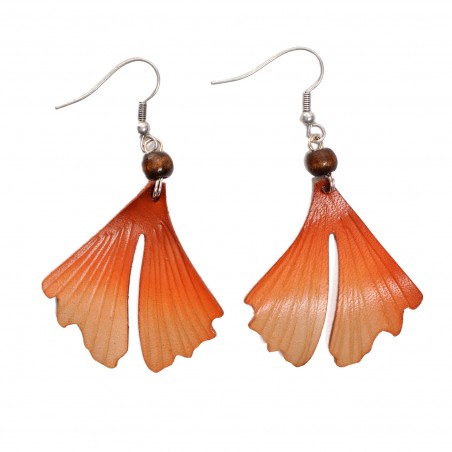 Boucles D Oreilles Pendantes En Cuir En Forme De Feuille De Ginkgo Biloba