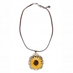 pendentif filigrane tournesol en cuir