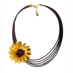 collier asymétrique tournesol en cuir