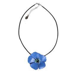 pendentif fleur de lin en cuir