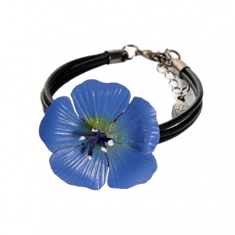 bracelet fleur de lin en cuir