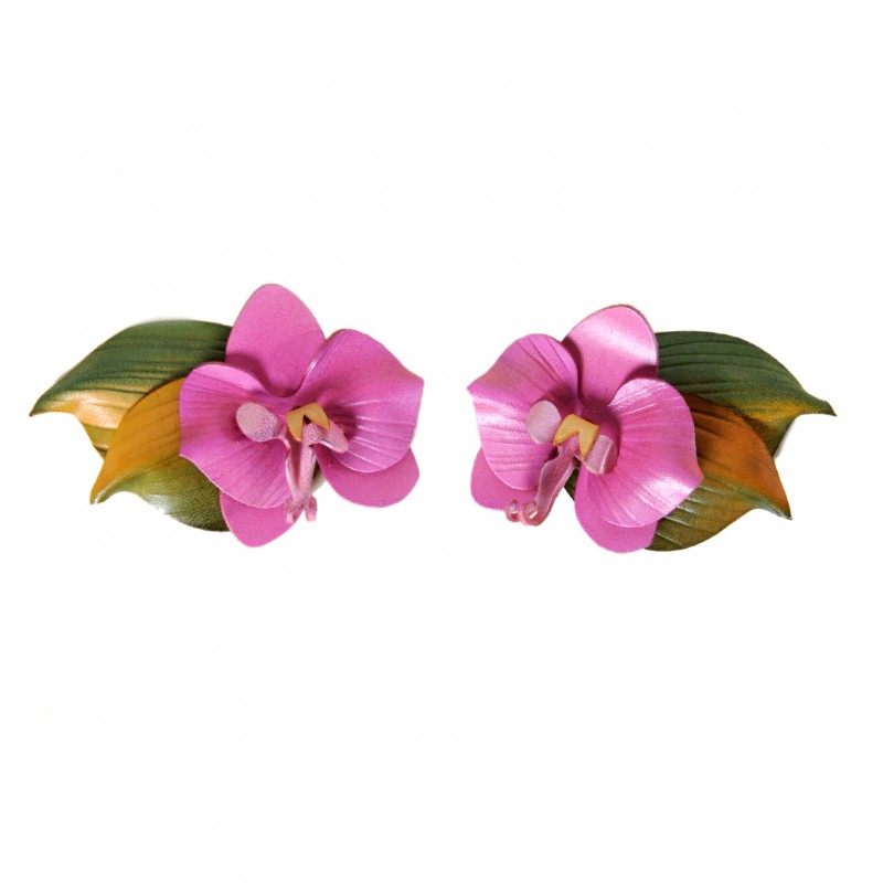 clips chaussures orchidées en cuir
