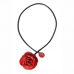 collier tout cuir rose rouge