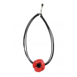 collier coquelicot en cuir symétrique