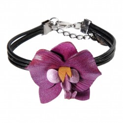 bracelet orchidée en cuir