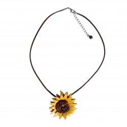 pendentif tournesol en cuir